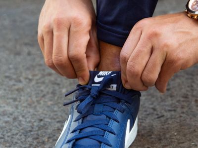 Detailed shot of athletic shoes in motion